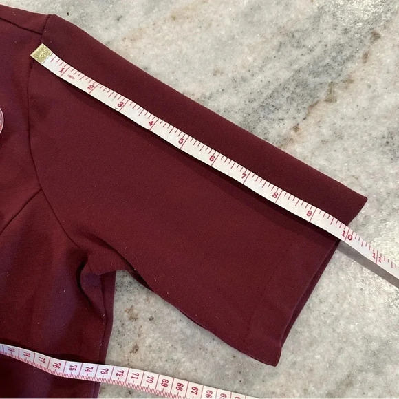 Ann Taylor Burgandy Half Sleeve Back Slit V-back Midi Dress Womens Size 4 - Picture 11 of 11